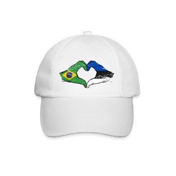 Brazil Estonia Flag Hands Heart Shape Used - Baseball Cap - white/white - Front