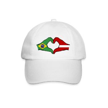 Brasilien Lettland Flagge Haende Herzform - Baseballkappe - Weiß/Weiß - Vorne