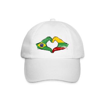 Brasilien Litauen Flagge Haende Herzform used - Baseballkappe - Weiß/Weiß - Vorne