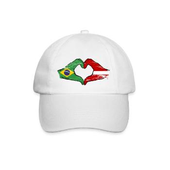 Brazil Latvia Flag Hands Heart Shape Used - Baseball Cap - white/white - Front