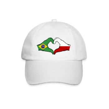 Brésil Pologne Drapeau Mains Coeur Forme - Casquette classique - blanc/blanc - Devant