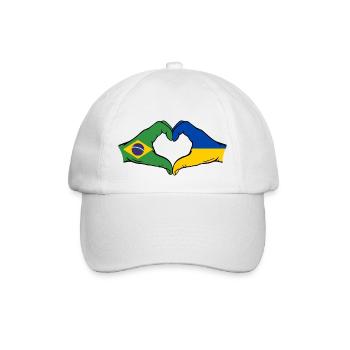 Brasilien Ukraine Flagge Haende Herzform - Baseballkappe - Weiß/Weiß - Vorne