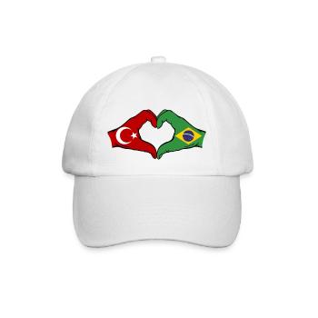 Türkei Brasilien Flagge Hände Herzform - Baseballkappe - Weiß/Weiß - Vorne