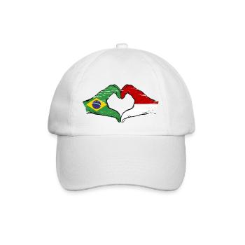 Brazil Monaco Flag Hand Shape Heart Shape Used - Baseball Cap - white/white - Front