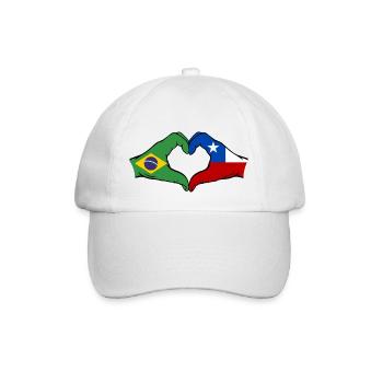 Brasilien Chile Flagge Haende Herzform - Baseballkappe - Weiß/Weiß - Vorne