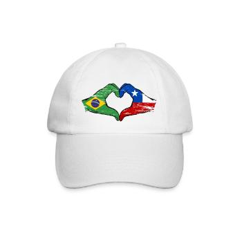 Brazil Chile Flag Hand Heart Shape Used - Baseball Cap - white/white - Front