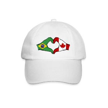 Brazil Canada Flag Hands Heart Shape - Baseball Cap - white/white - Front