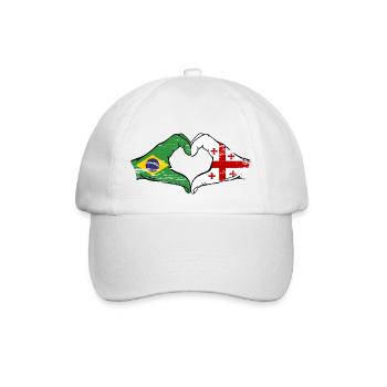 Brazil Georgia flag hands heart shape used - Baseball Cap - white/white - Front