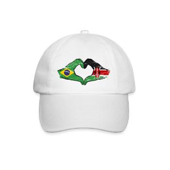 Brasilien Kenia Flagge Hände Herzform used - Baseballkappe - Weiß/Weiß - Vorne