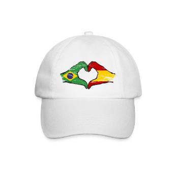 Brazil Spain Hands Heart Shape Used - Baseball Cap - white/white - Front