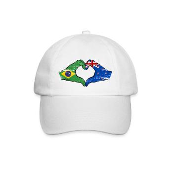Brazil New Zealand Hands Heart Shape Used - Baseball Cap - white/white - Front