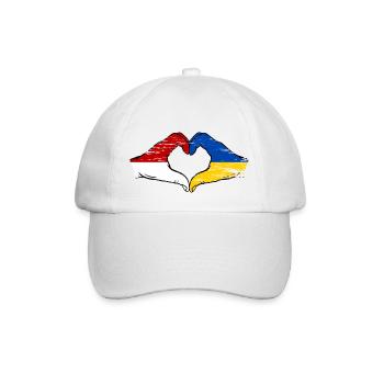 Monaco Ukraine Flag Hand Shape Heart Shape Used - Baseball Cap - white/white - Front