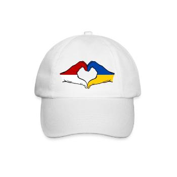 Monaco Ukraine Flagge Haende Herzform - Baseballkappe - Weiß/Weiß - Vorne