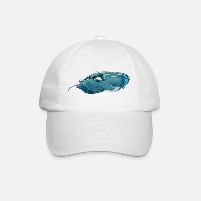 Majestätischer Mantarochen II : Anmut unter Wasser - Baseballkappe - Weiß/Weiß