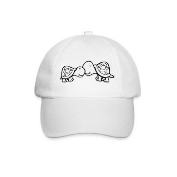 2 tortues se câlinant, un doux couple qui s'embrasse, une équipe amoureuse - Casquette classique - blanc/blanc - Devant