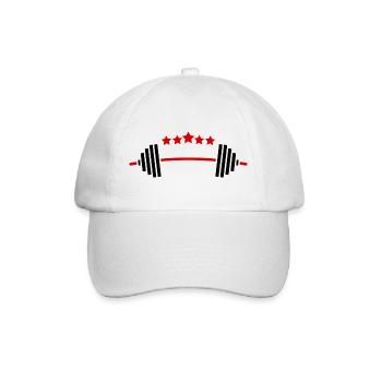 Weights & Stars: Fitness Power Design - Baseball Cap - white/white - Front
