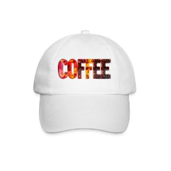 COFFEE – Glasbuchstaben mit Kaffeebohnen - Baseballkappe - Weiß/Weiß - Vorne