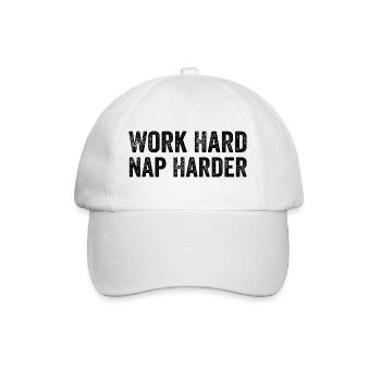 Hart arbeiten, härter schlafen - Baseballkappe - Weiß/Weiß - Vorne