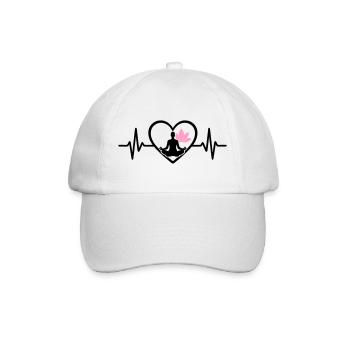 Yoga Herz Frau Silhouette Lotus Wellness - Baseballkappe - Weiß/Weiß - Vorne