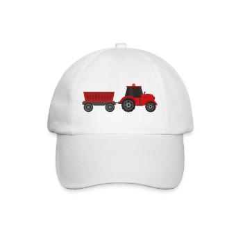 Tractor with trailer - Baseball Cap - white/white - Front