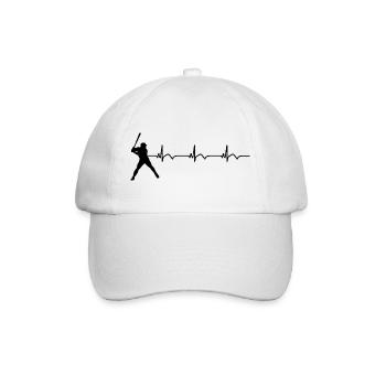 Baseball EKG Herzschlag Baseballschläger - Baseballkappe - Weiß/Weiß - Vorne