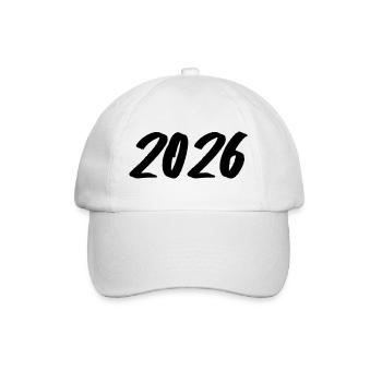 Jahreszahl 2026 Pinselstrich - Baseballkappe - Weiß/Weiß - Vorne