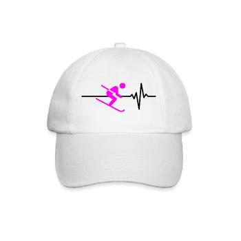 SKIING HEARTBEAT PINK WINTER SPORT CARVING - Baseball Cap - white/white - Front
