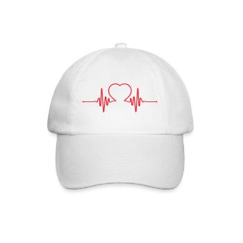 Heartbeat Heart Line Design - Baseball Cap - white/white - Front