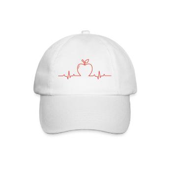 Apple teacher heartbeat - Baseball Cap - white/white - Front