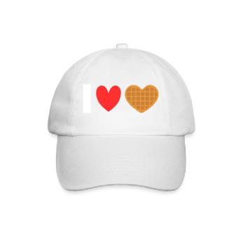 I Love Waffles Heart Waffle Breakfast - Baseball Cap - white/white - Front