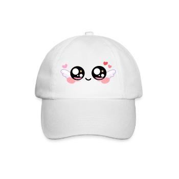 Cupid Eyes – Kawaii Angel Eyes with Wings & Star - Baseball Cap - white/white - Front