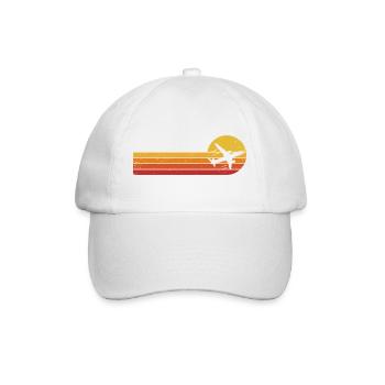 Flugzeug Pilot Retro Luftfahrt Flugverkehr Flieger - Baseballkappe - Weiß/Weiß - Vorne