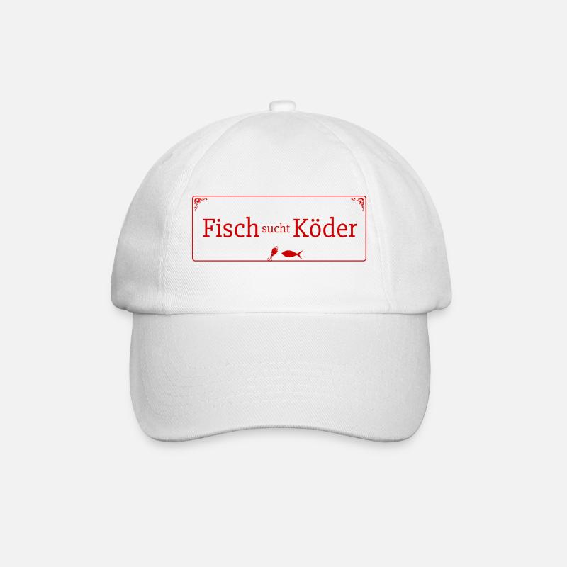 Fisch sucht Köder Vintage Angeln - Baseballkappe - Weiß/Weiß