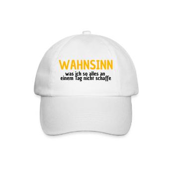 WAHNSINN, NICHTS GESCHAFFT, LUSTIGER SPRUCH, MÜDE - Baseballkappe - Weiß/Weiß - Vorne