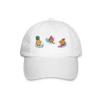Pineapple, Watermelon, Orange, Fruits, Surfer, Bath Fun - Baseball Cap - white/white - Front