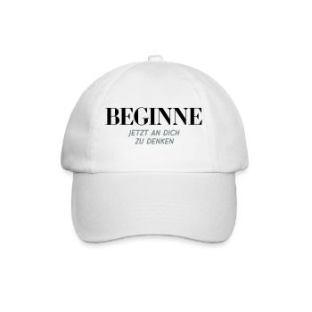 Beginne Jetzt An Dich Zu Denken Shirt - Baseballkappe - Weiß/Weiß - Vorne