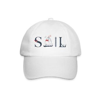 SAIL – Maritimes Typografie Design - Baseballkappe - Weiß/Weiß - Vorne