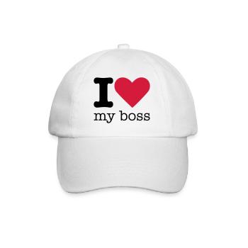 I Love My Boss - Baseballkappe - Weiß/Weiß - Vorne