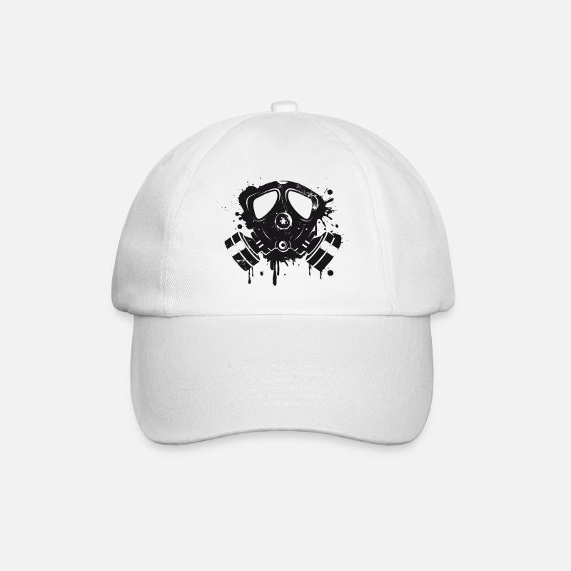 coole Gasmaske als Graffiti Stencil - Baseballkappe - Weiß/Weiß