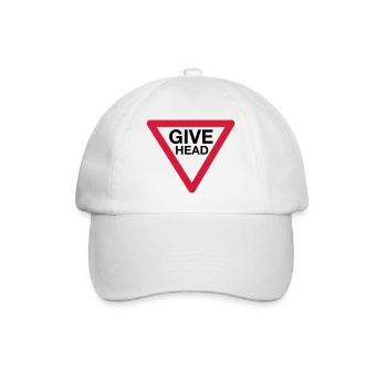 Give Head Road Sign (Give Way) - Baseball Cap - white/white - Front