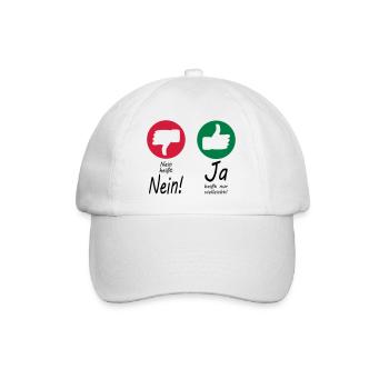 Nein heißt Nein + Daumen - Baseballkappe - Weiß/Weiß - Vorne