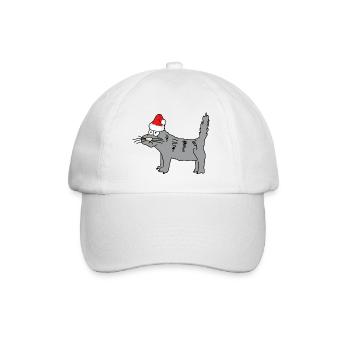 Weihnachten | Frohe Weihnachten | Katze Kater Miau - Baseballkappe - Weiß/Weiß - Vorne