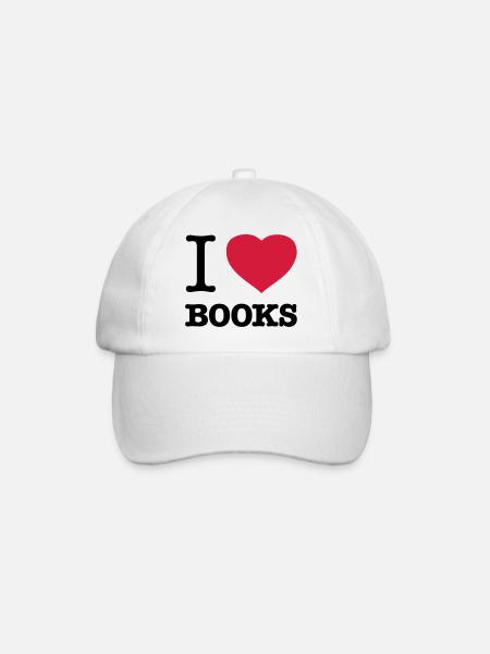 I LOVE BOOKS Bücher Bücherwurm Leseratte - Baseballkappe - Weiß/Weiß
