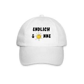 Endlich Sonne - Sommer - Sonnenschein - Baseballkappe - Weiß/Weiß - Vorne