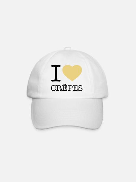 I LOVE CREPES Pfannkuchen - Baseballkappe - Weiß/Weiß