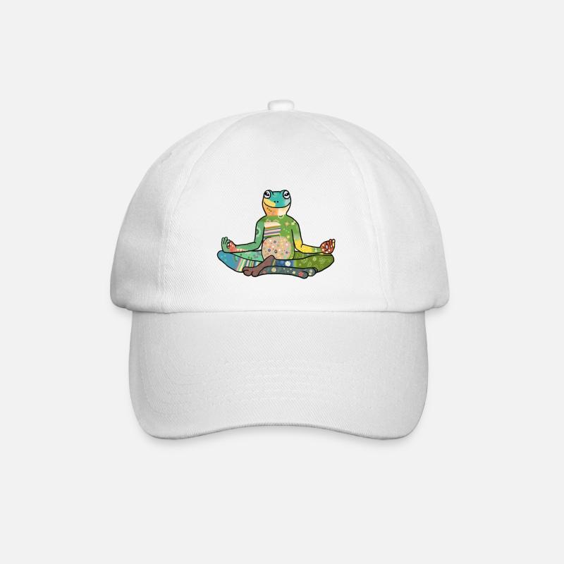 yogafrosch.png - Baseballkappe - Weiß/Weiß