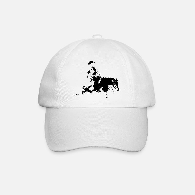 Sliding Stop Silhouette Reining Westernreiten - Baseballkappe - Weiß/Weiß