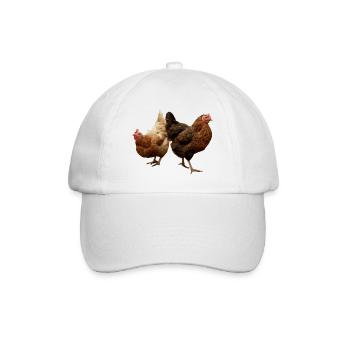 two happy chickens - Baseball Cap - white/white - Front