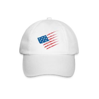 USA United States Amerika Flagge - Baseballkappe - Weiß/Weiß - Vorne
