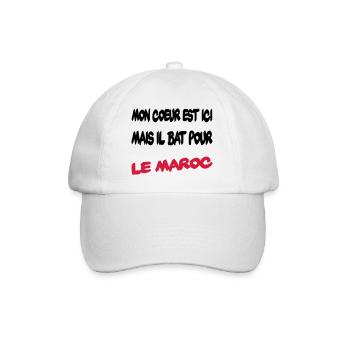 Mon coeur bat pour le Maroc - Baseballkappe - Weiß/Weiß - Vorne